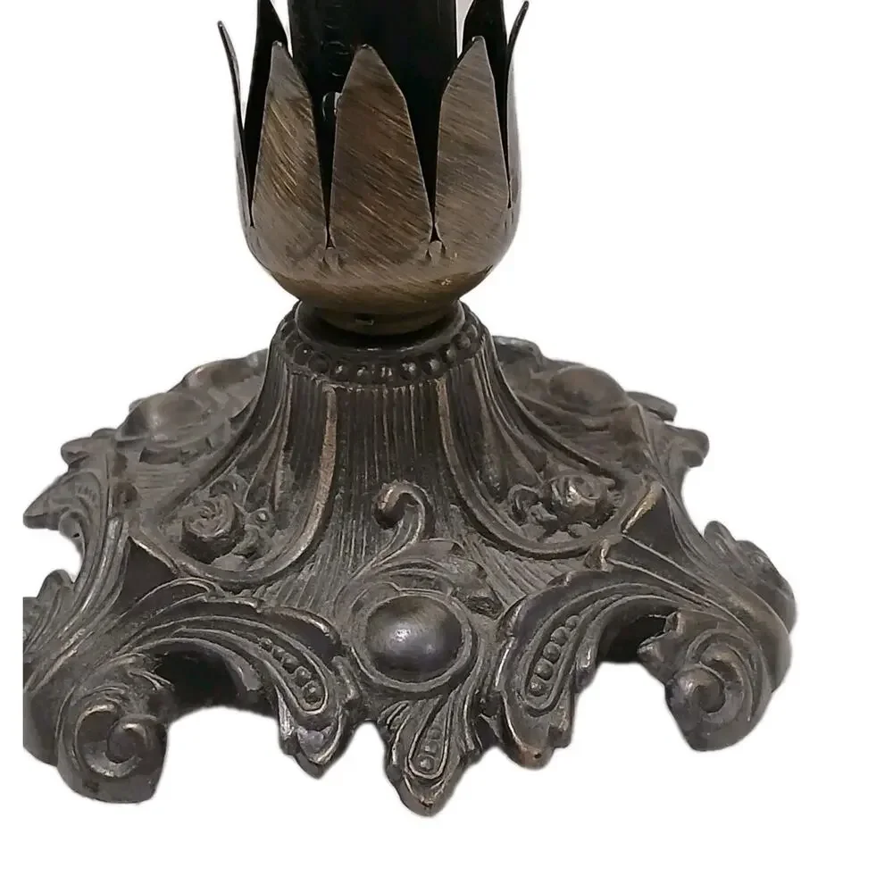 Art Nouveau Fluted Tulip Table Boudoir Lamp Metal Missing Tulip Glass Victorian